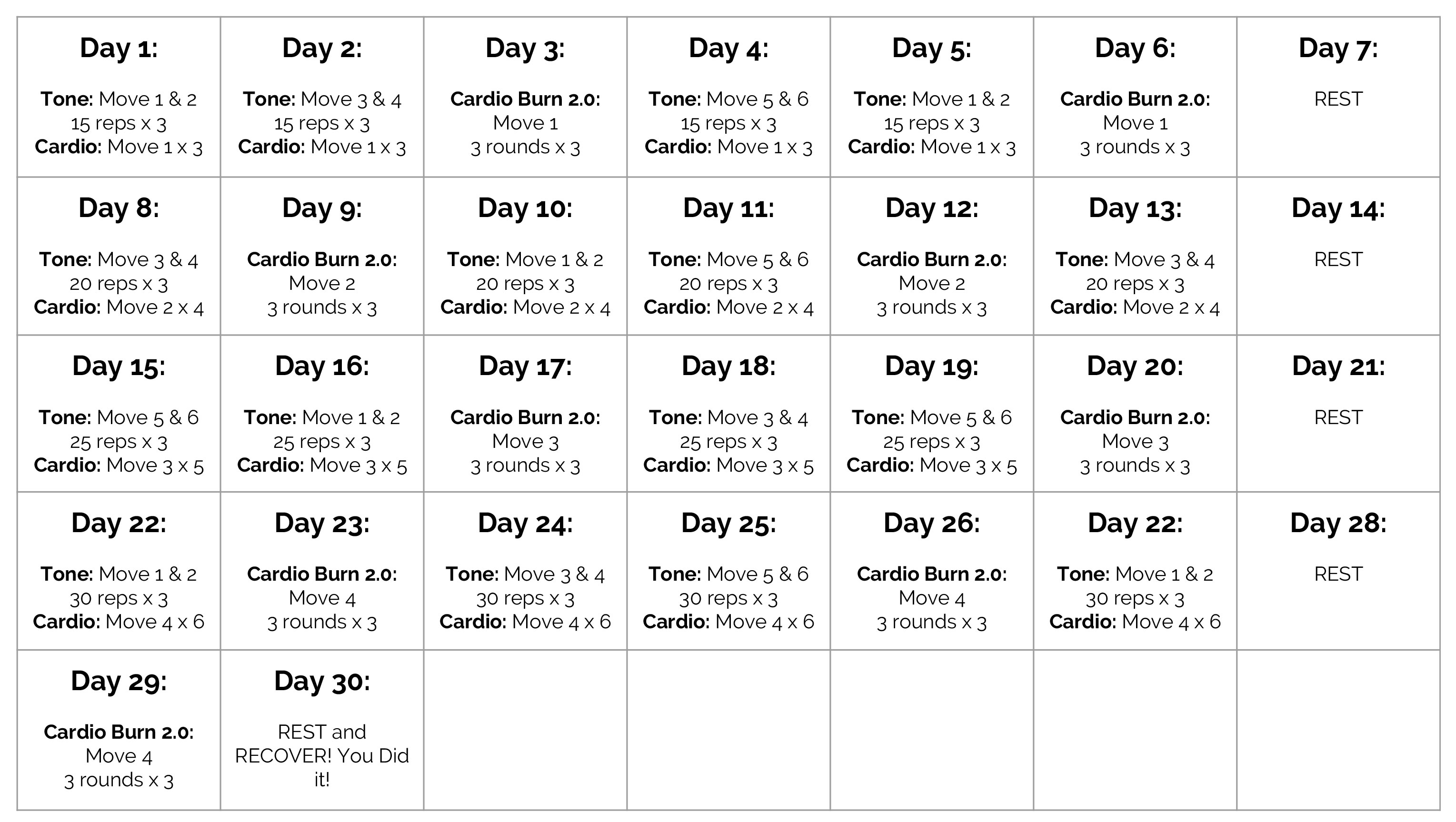 Universal printable workout plans for men Harper Blog