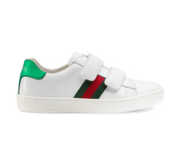 Ace Logo-Print Leather Sneakers by Gucci Kids