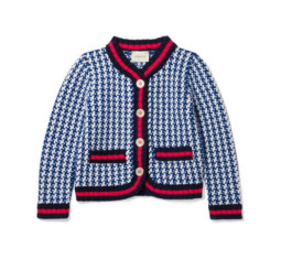 Appliquéd Houndstooth Intarsia Wool Jacket by Gucci Kids
