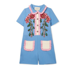 Ruffle-Trimmed Appliquéd Jersey Romper by Gucci Kids
