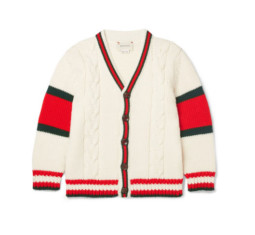 Striped Cable-Knit Wool Cardigan by Gucci Kids