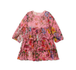 Tiered Floral-Print Silk-Crepon Dress by Gucci Kids