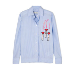 Embellished Appliquéd Striped Cotton-Poplin Shirt by Valentino