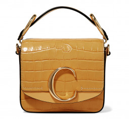 C Mini Smooth and Croc Effect Leather Shoulder Bag by Chloé