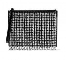 Crystal Embellished Fringed Patent Leather Clutch by Christopher Kane