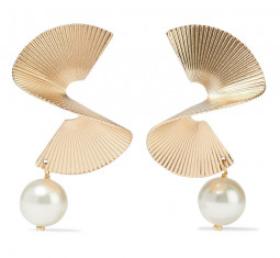 Torny 18-Karat Gold-plated Swarovski Pearl Earrings by Iris & Ink