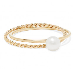 Crisscross 14-karat Gold Pearl Ring by Poppy Finch