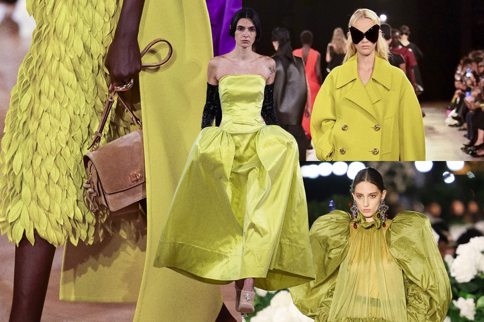 Clockwise from left to right: Balenciaga SS26; Saint Laurent SS26 ...