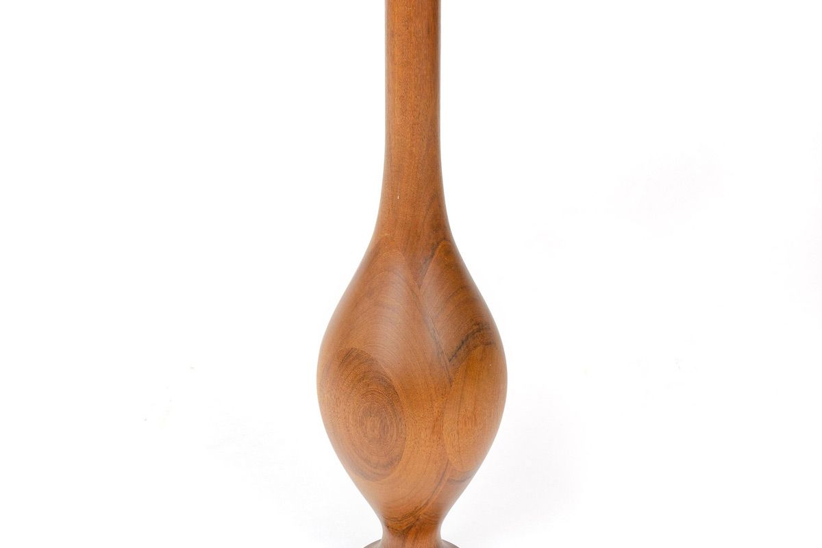 1970s turned wood floor vase