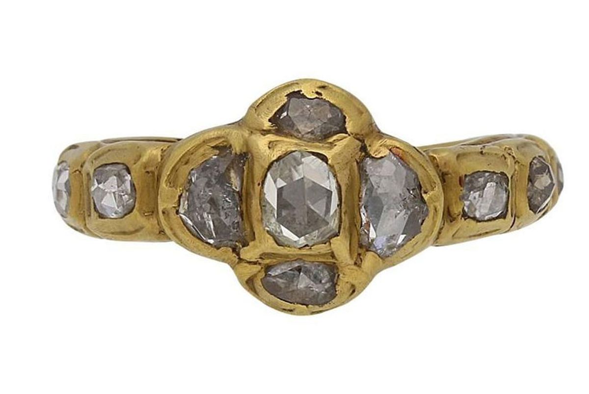 Rose Cut Diamond Cluster Ring, circa 17th Century