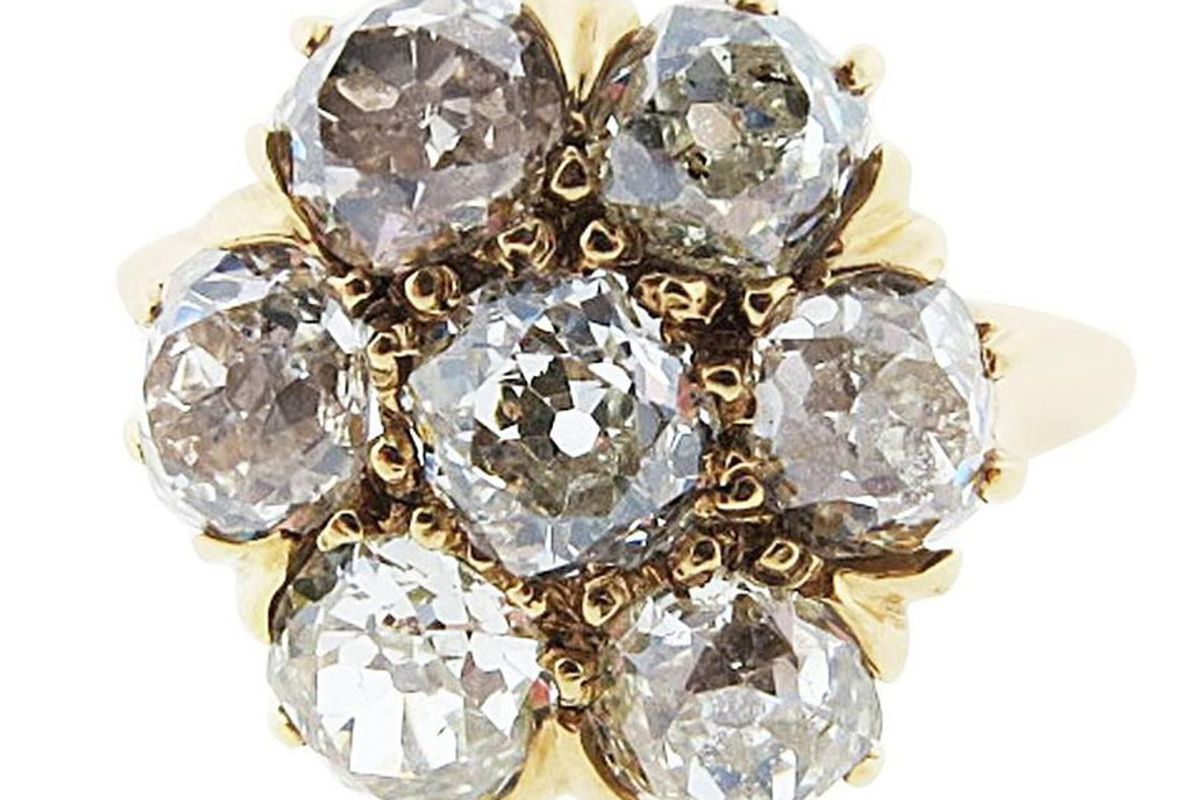 Antique Mine Cut Diamond Flower Ring