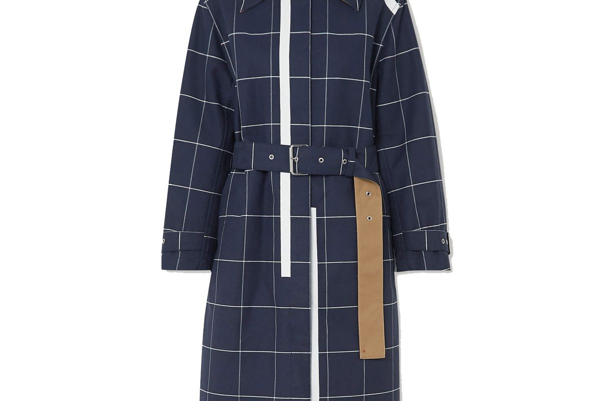 3 1 phillip lim belted checked cotton blend garbadine trench coat