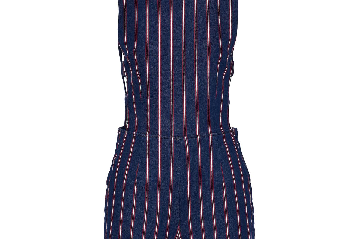 3x1 cutout striped denim playsuit