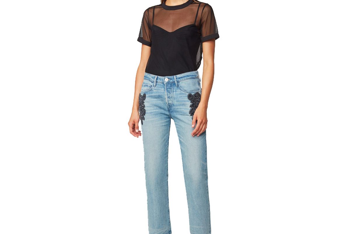 W3 High Rise Beaded Boyfriend Crop Burke