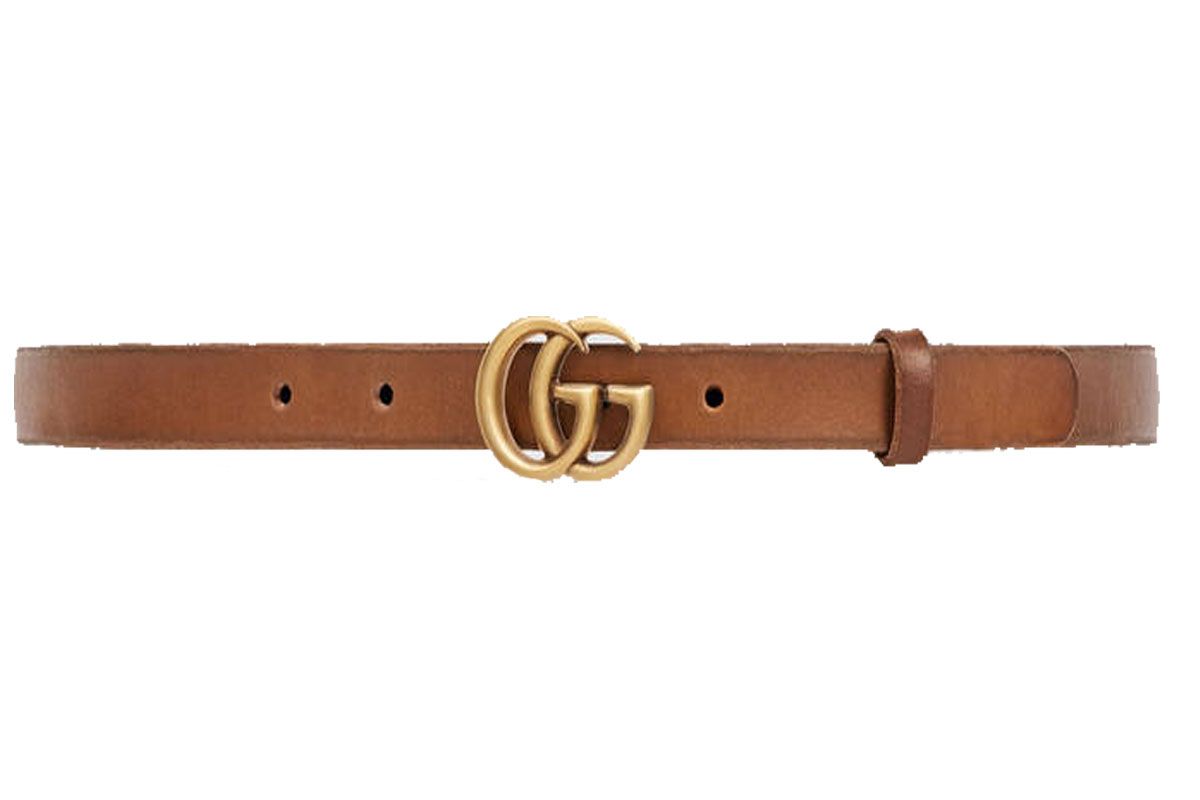 Leather belt with Double G buckle