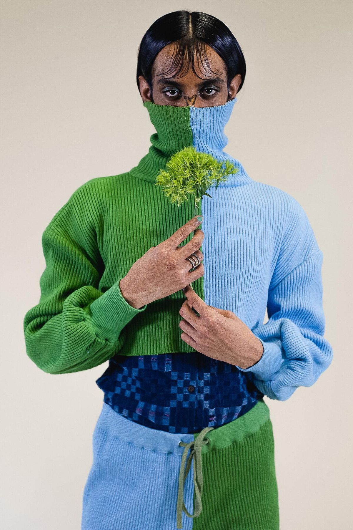 abacaxi 2 tone turtleneck sweater
