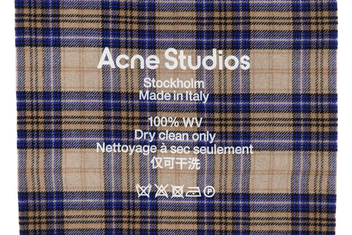acne studios beige and blue cassiar tartan scarf