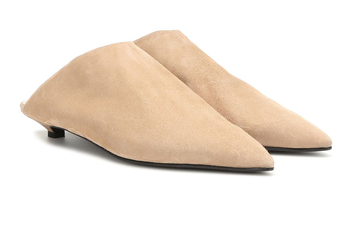 acne studios brion shearling lined suede slippers