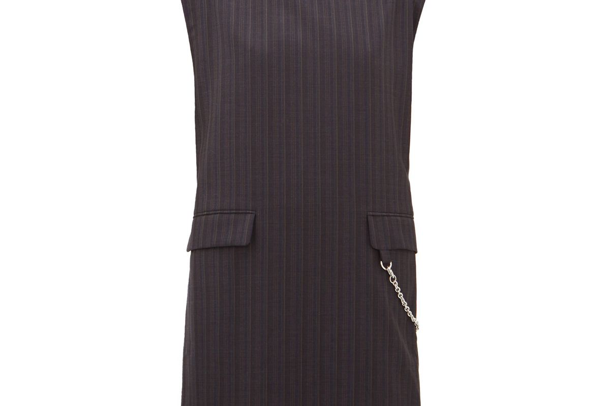 acne studios doniella chain and striped wool mini dress