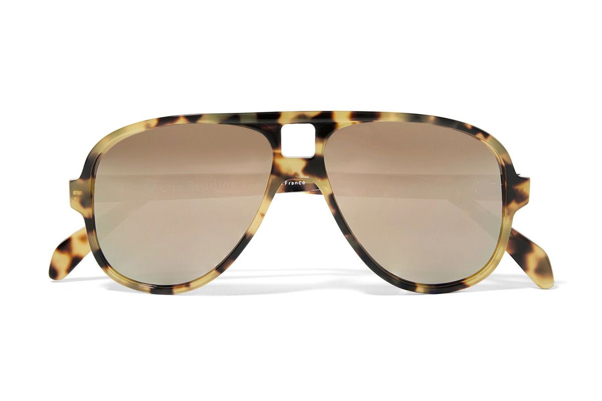 acne studios hole aviator style tortoiseshell acetate mirrored sunglasses