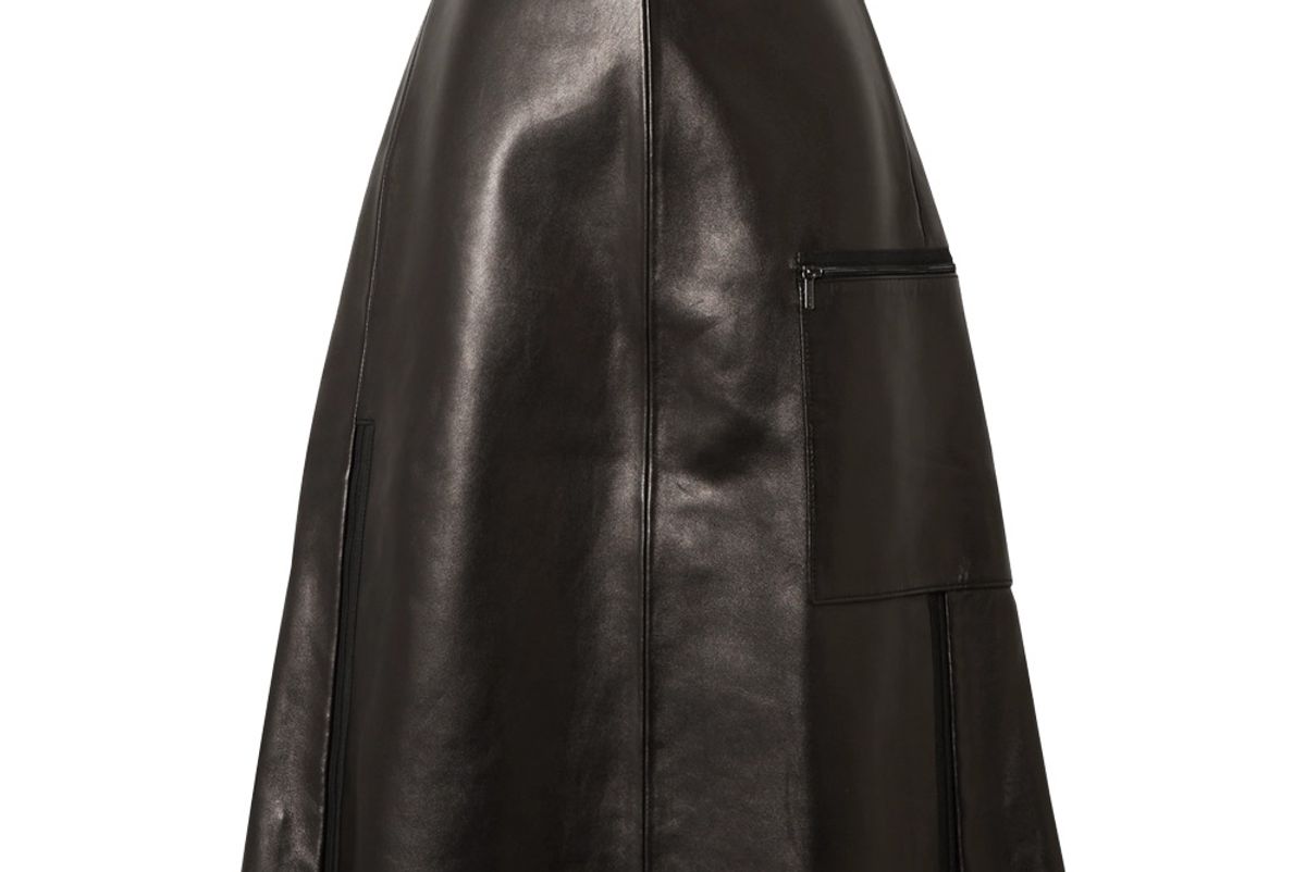 acne studios ligrid paneled leather skirt