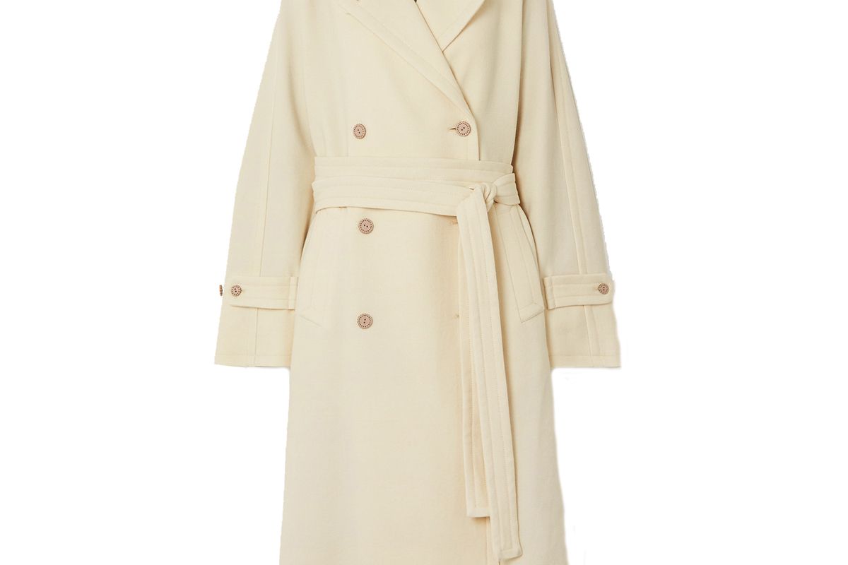 acne studios orane oversized belted double breasted wool twill coat