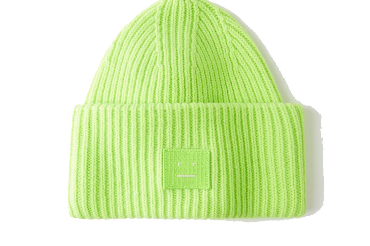 acne studios oversized beanie lime green