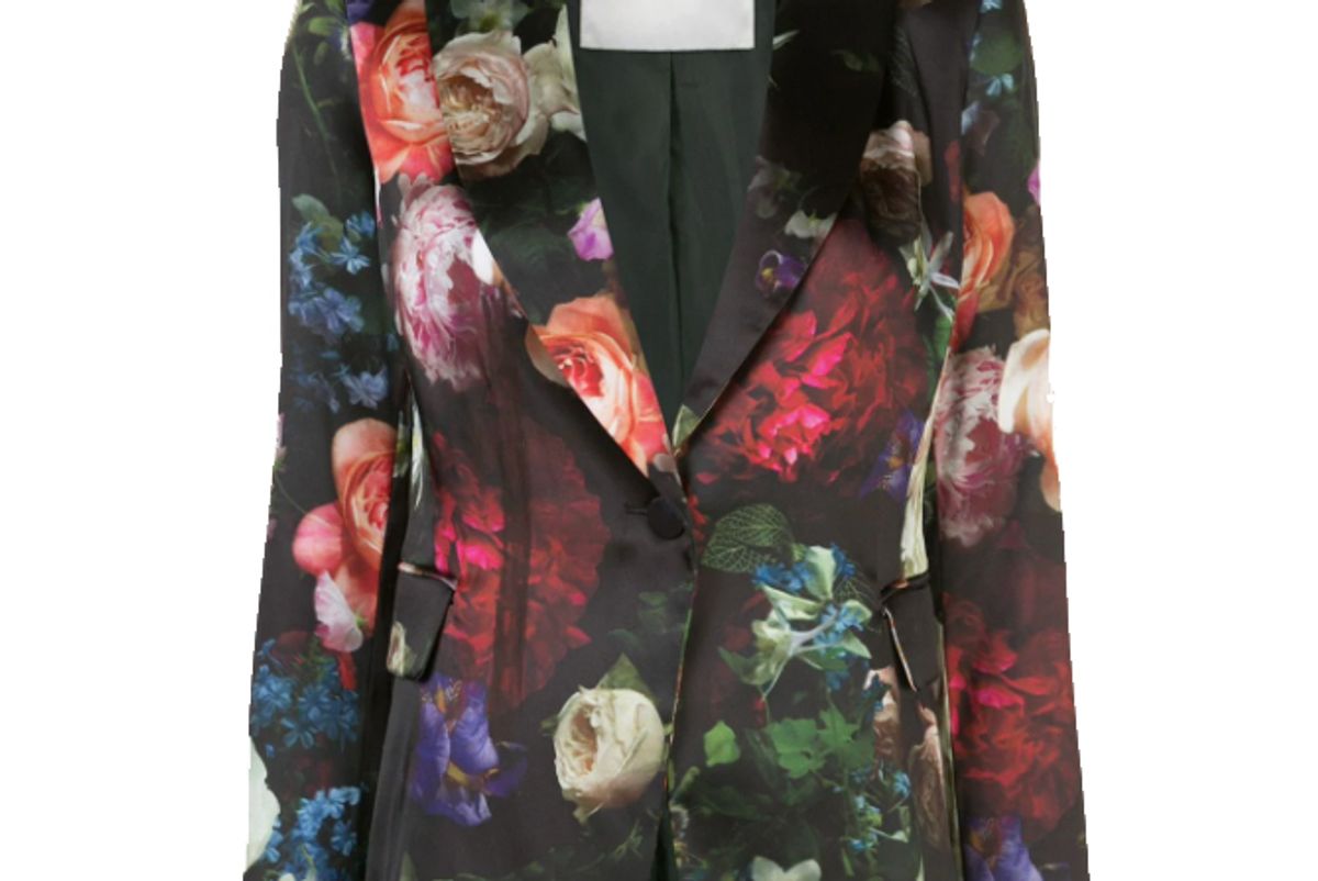 adam lippes floral print satin finish blazer