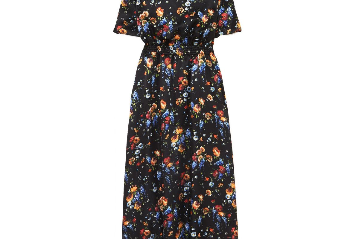 adam lippes smocked hammered silk maxi dress