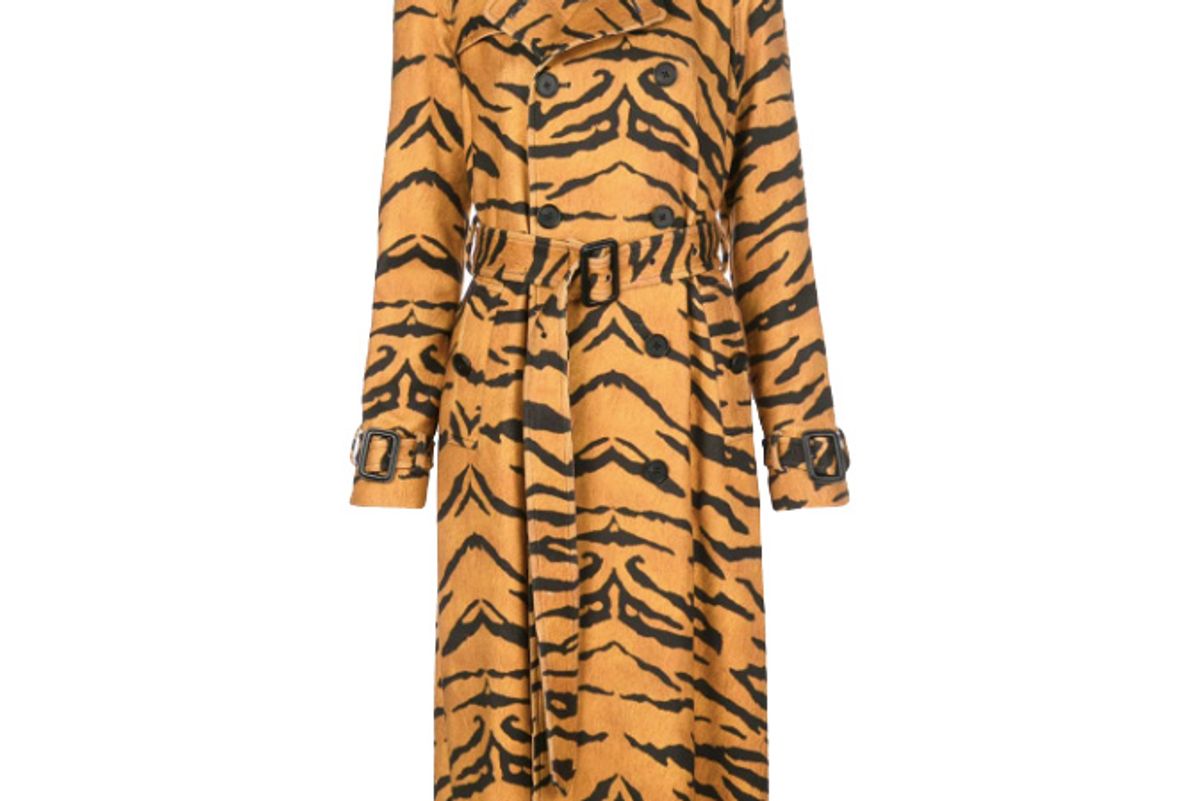 adam lippes tiger print trench coat