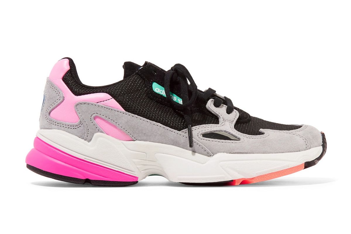 adidas falcon mesh suede and faux leather sneakers