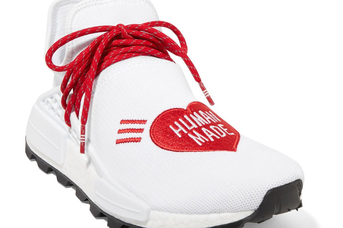 adidas pharrell williams human made nmd hu appliqued stretch knit sneakers