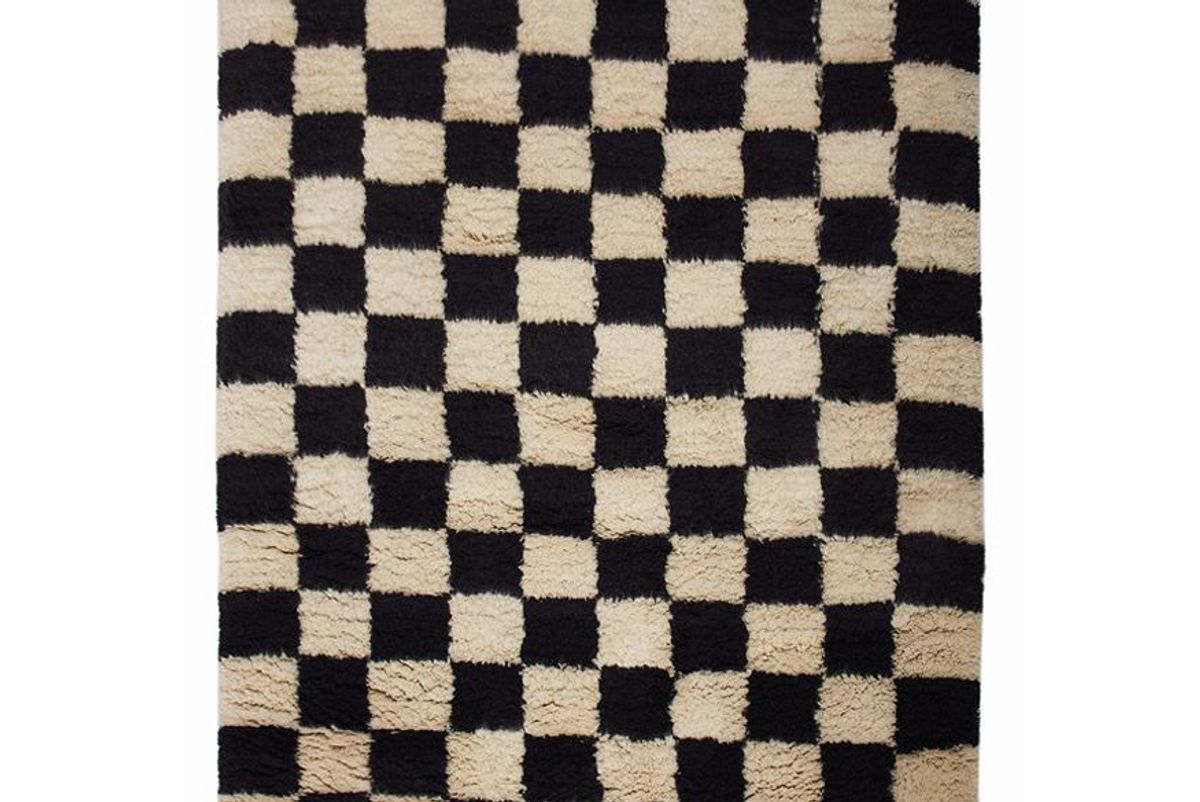 aelfie checkmate shag rug black