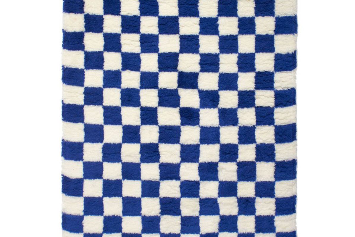 aelfie checkmate shag rug blue