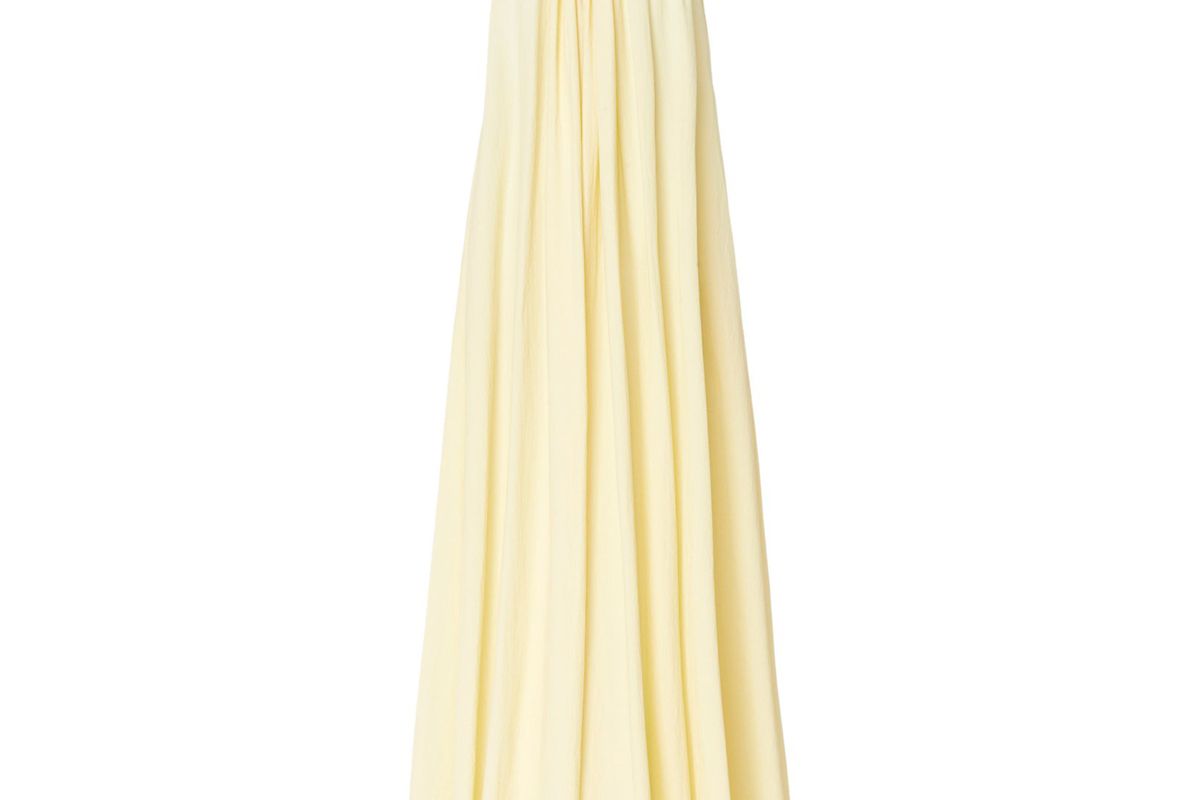 aeron sylvia long gathered neck dress cream