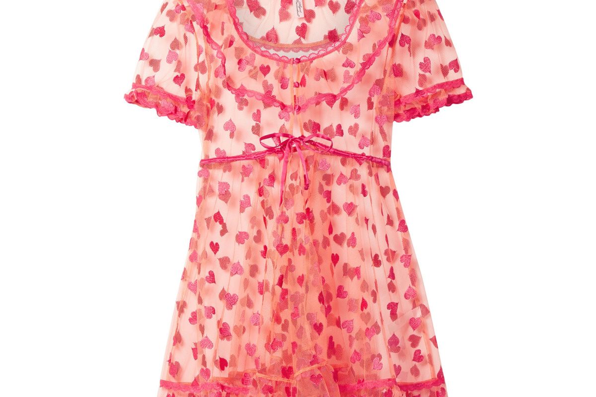 agent provacateur gabby lace trimmed embroidered tulle chemise