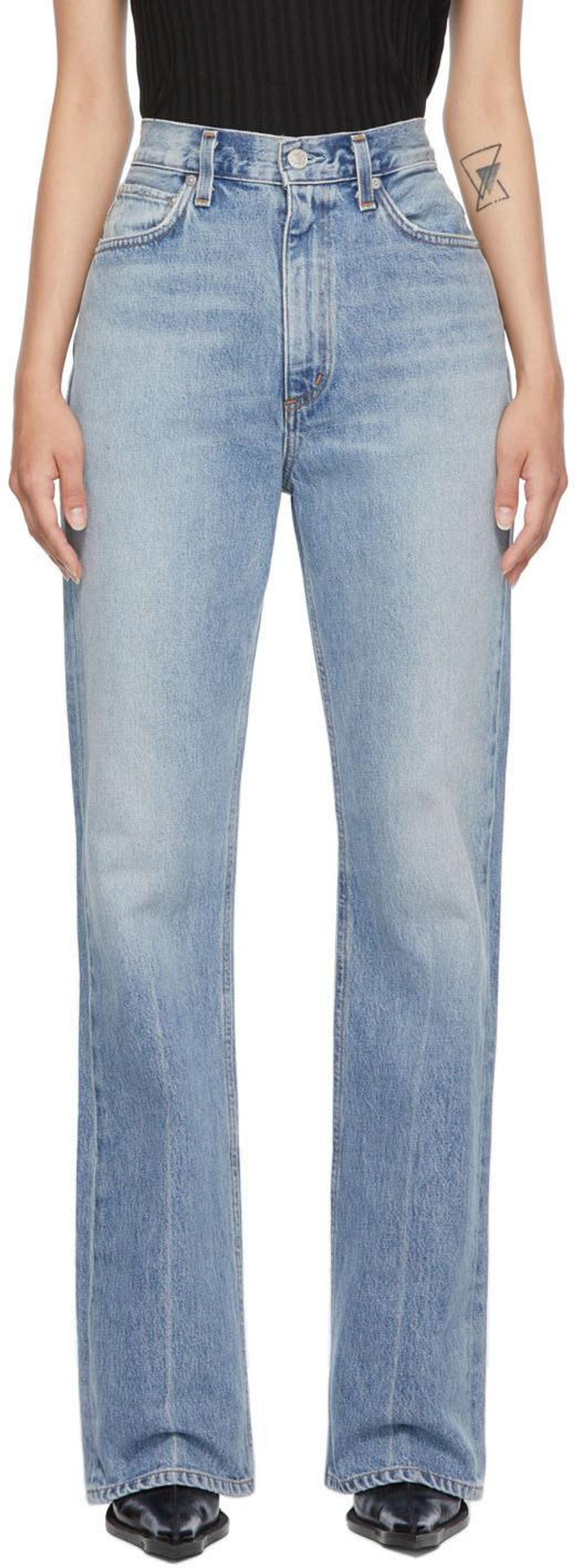 agolde blue vintage high rise flare jeans