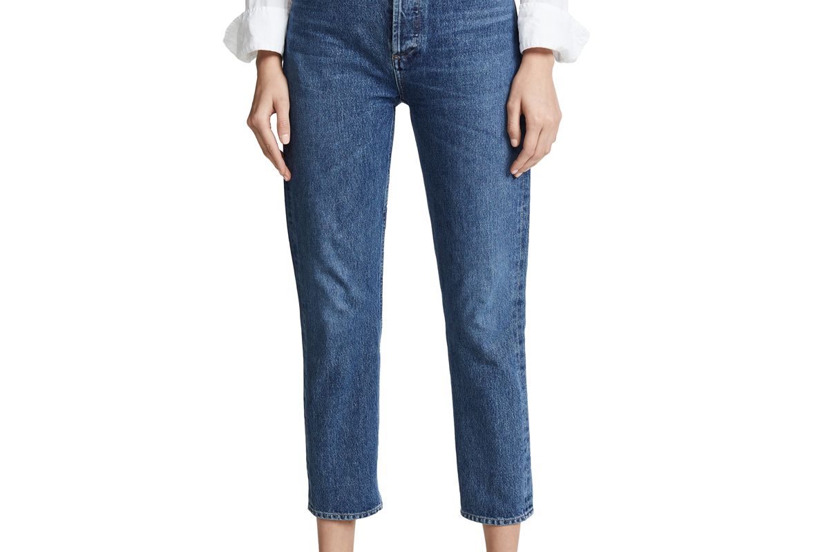 agolde riley high rise straight crop jeans