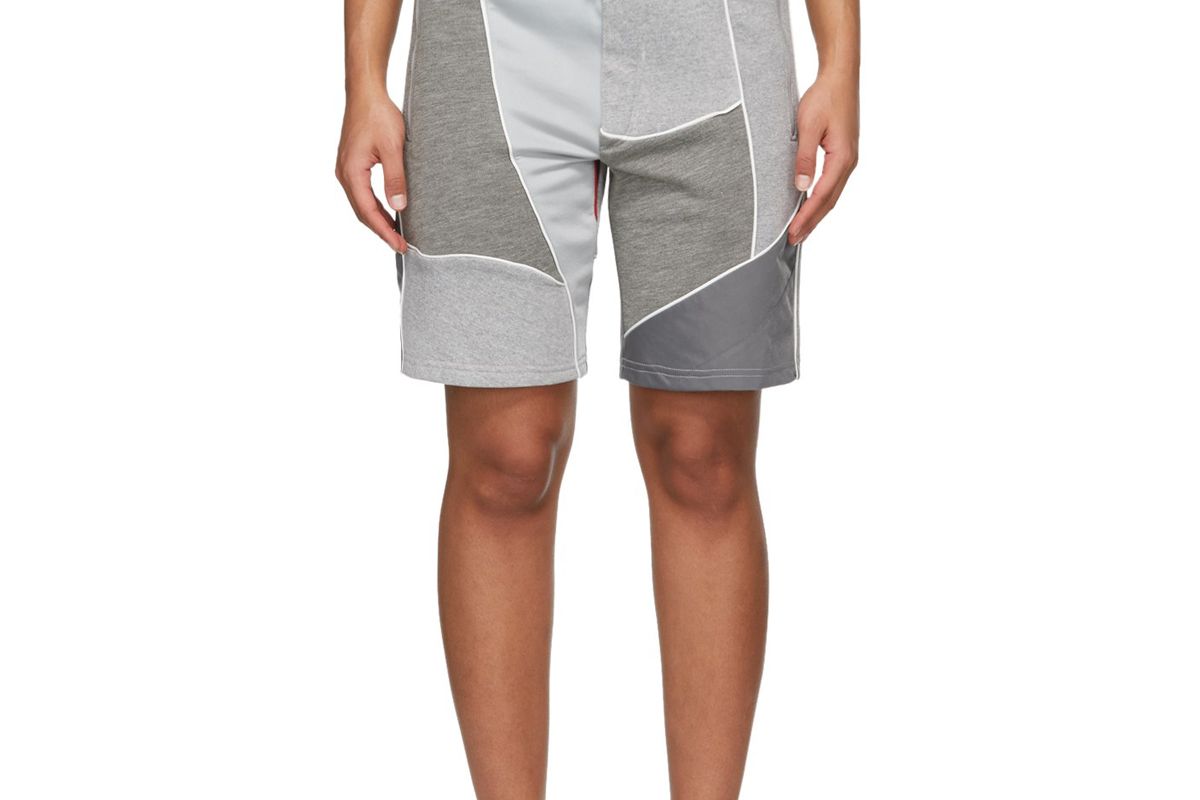 ahluwalia grey patchwork shorts
