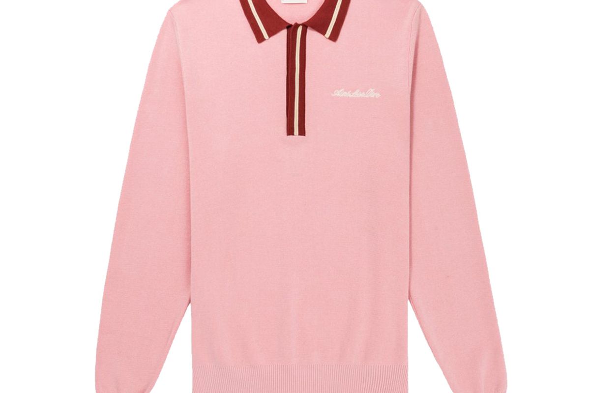 aime leon dore sweater knit polo pink
