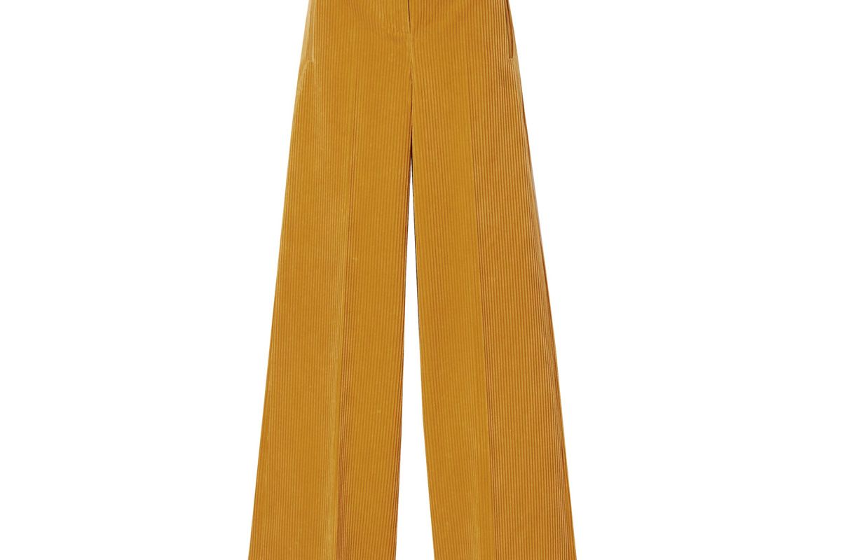 akris flore cotton and cashmere blend corduroy wide leg pants