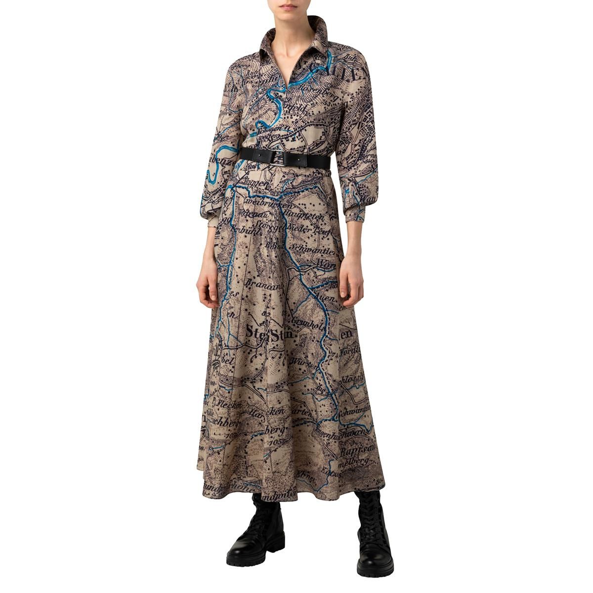 akris wool mousseline map print shirtdress