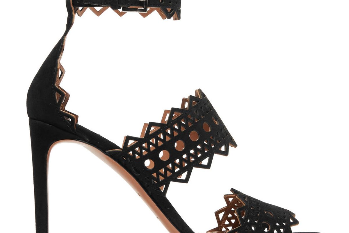 Laser-Cut Suede Sandals