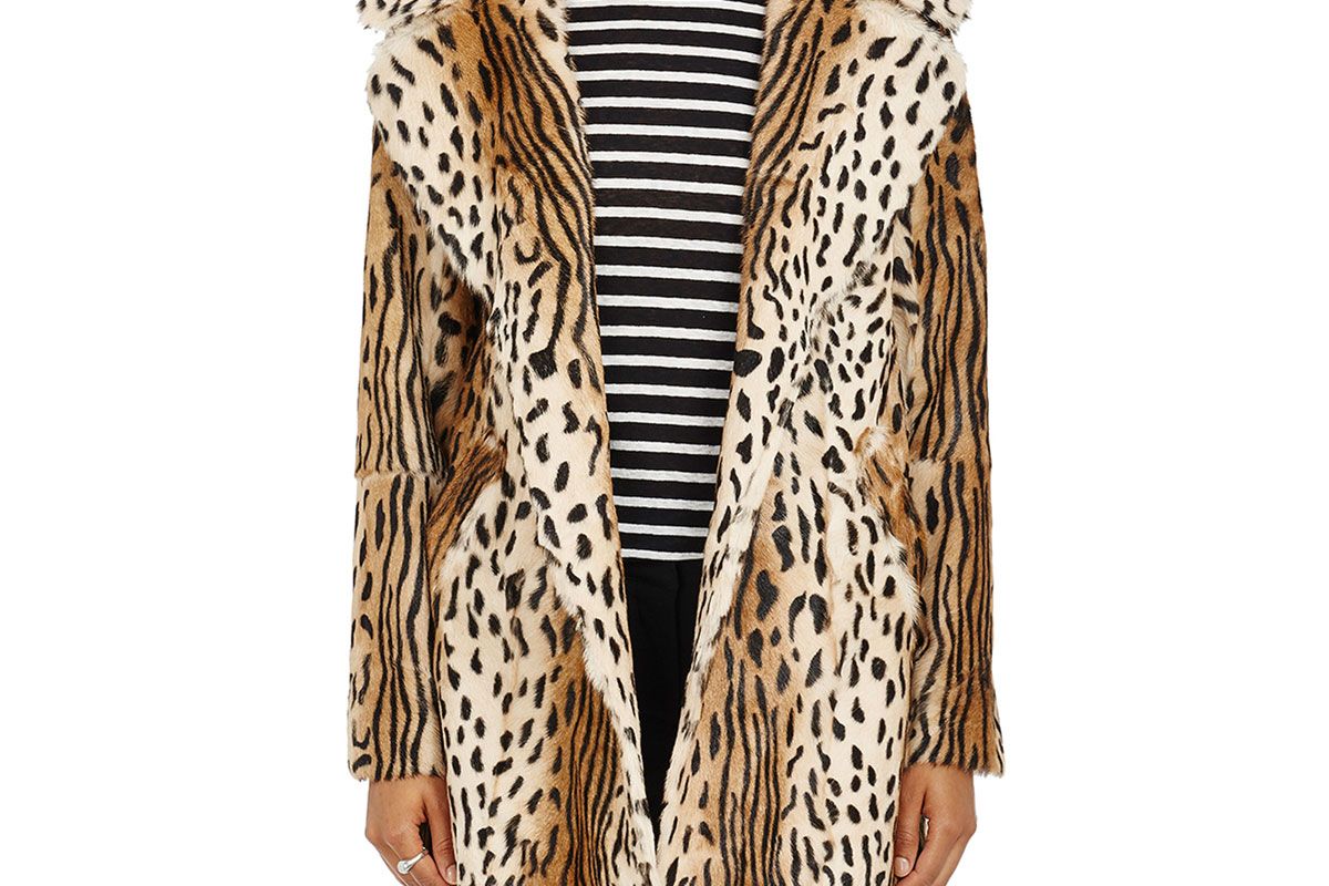alc elera leopard print fur coat