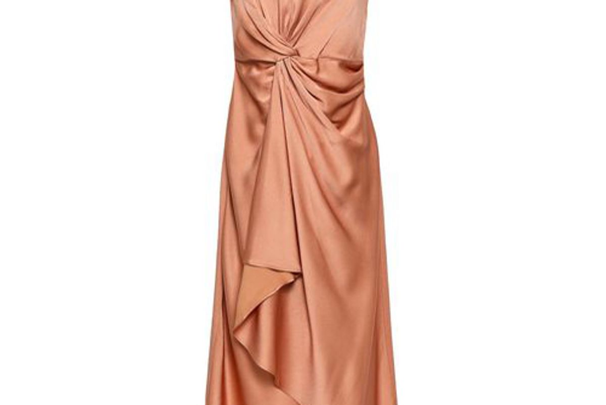 alc strapless draped satin crepe dress