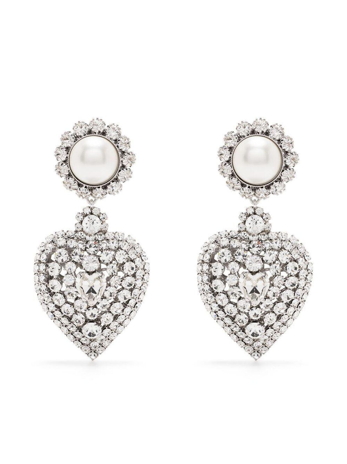 alessandra rich crystal embellished heart drop earrings