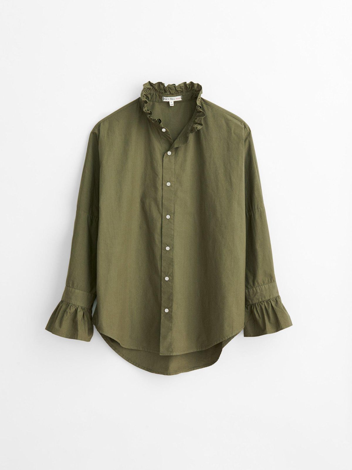 alex mill easy ruffle shirt in paper cotton