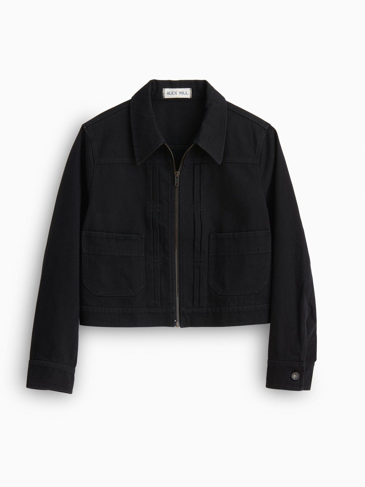 alex mill shrunken zip jacket in recycled denim