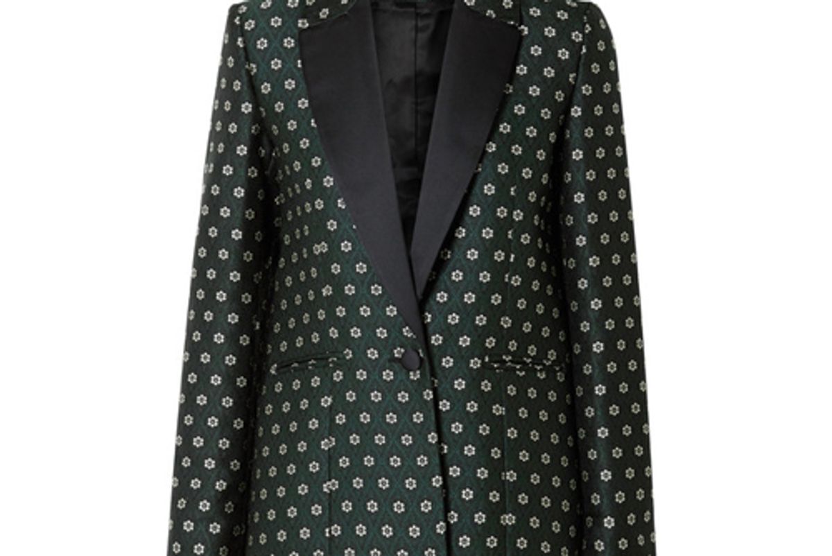 alexa chung satin trimmed floral jacquard blazer