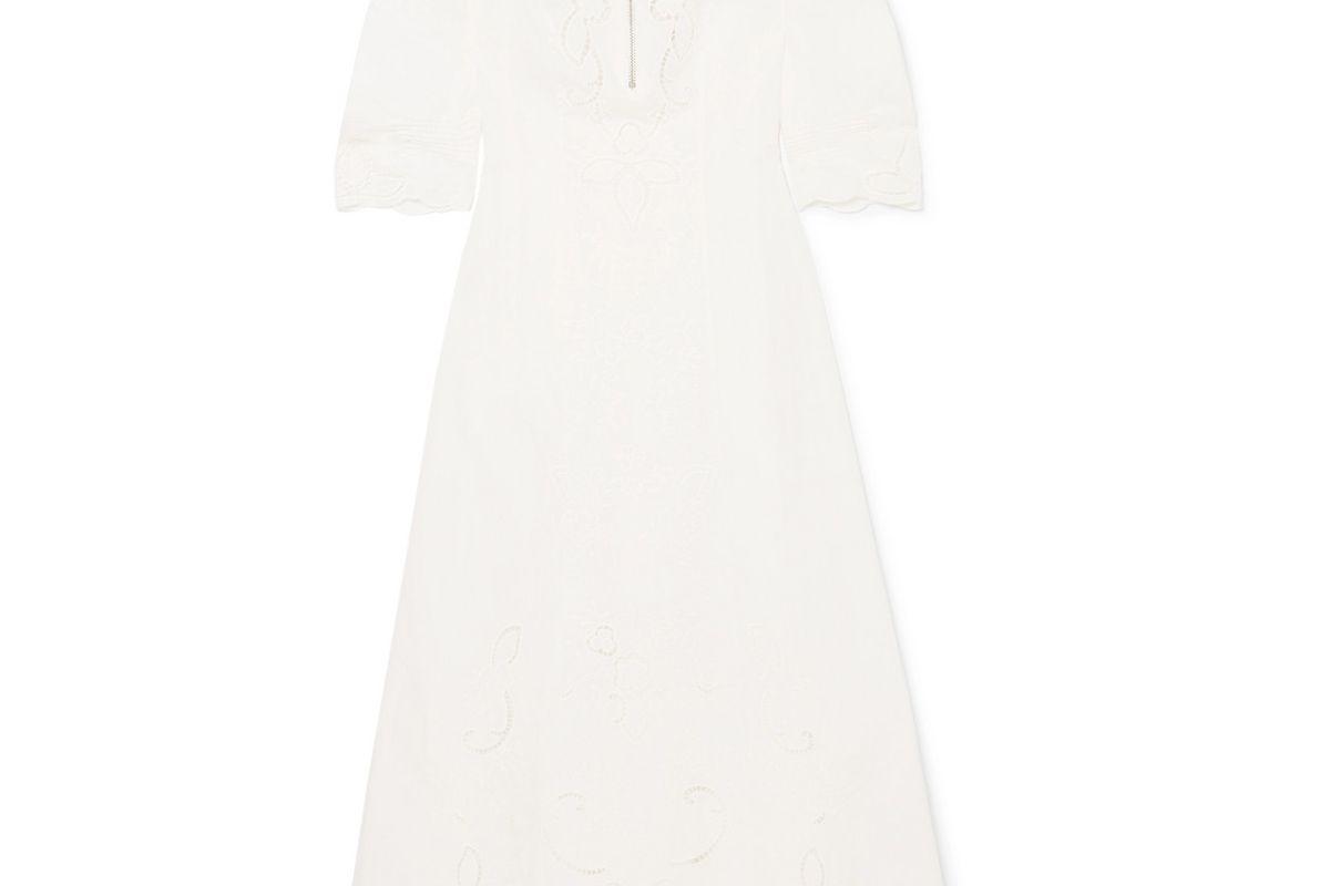 alexachung broderie anglaise midi dress